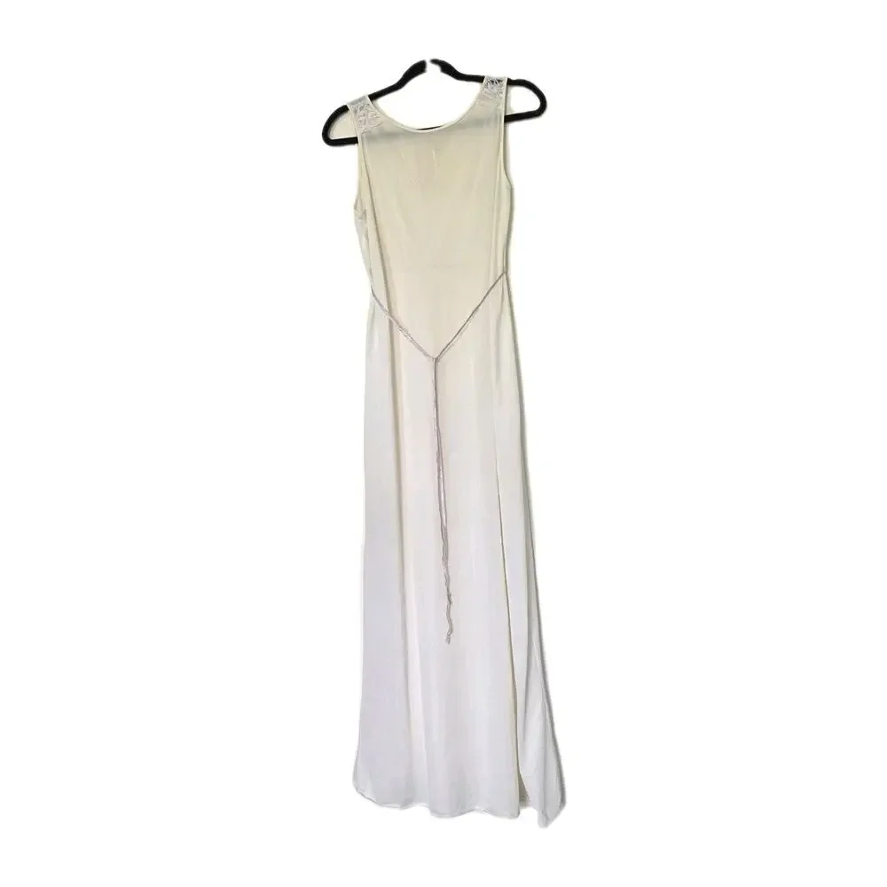 Vintage Maxi Slip Dress Womens M White Lingerie Wedding Cottagecore 80s Romantic